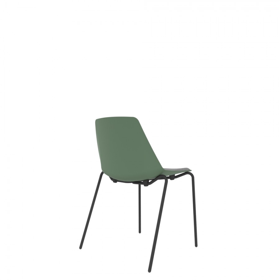 Polypropylene Shell Chair With Upholstered Seat Pad and 4-Leg Black Steel Frame